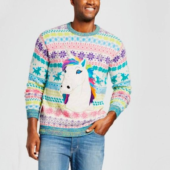 Novelty Unicorn Fair Isle Rainbow 